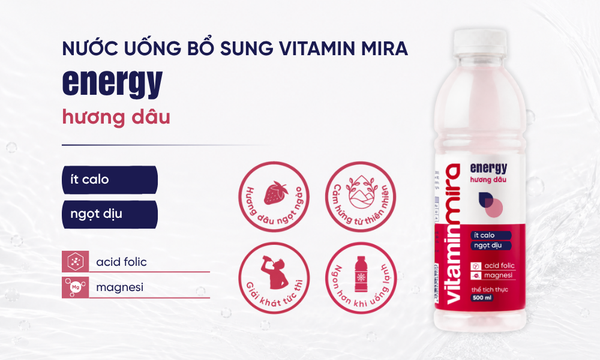 Nước uống bổ sung Vitamin Mira Energy Hương Dâu