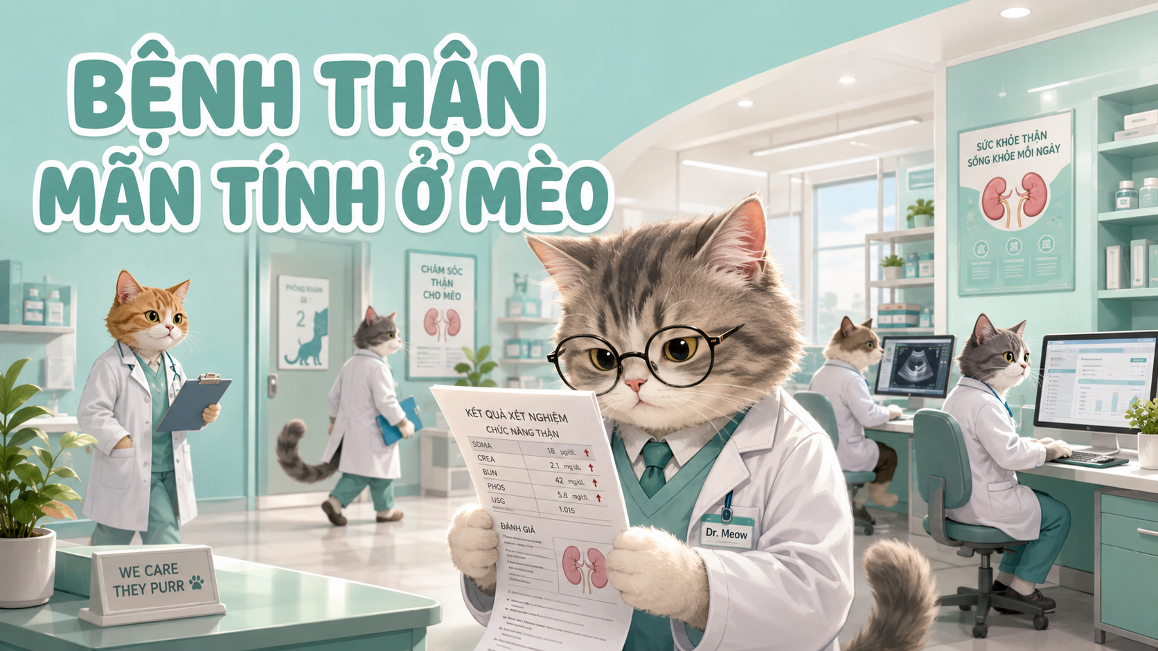 BỆNH THẬN MÃN TÍNH Ở MÈO (CKD): DẤU HIỆU VÀ CHẾ ĐỘ ĂN THEO GIAI ĐOẠN