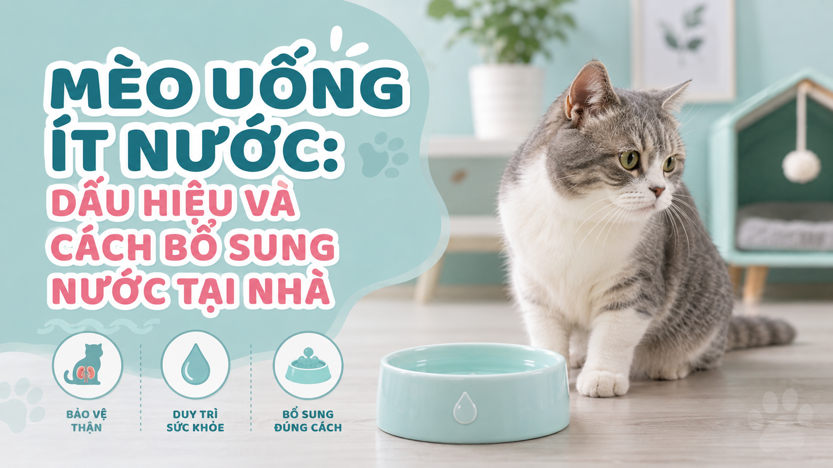 MÈO UỐNG ÍT NƯỚC: NHẬN BIẾT THIẾU NƯỚC VÀ CÁCH BỔ SUNG