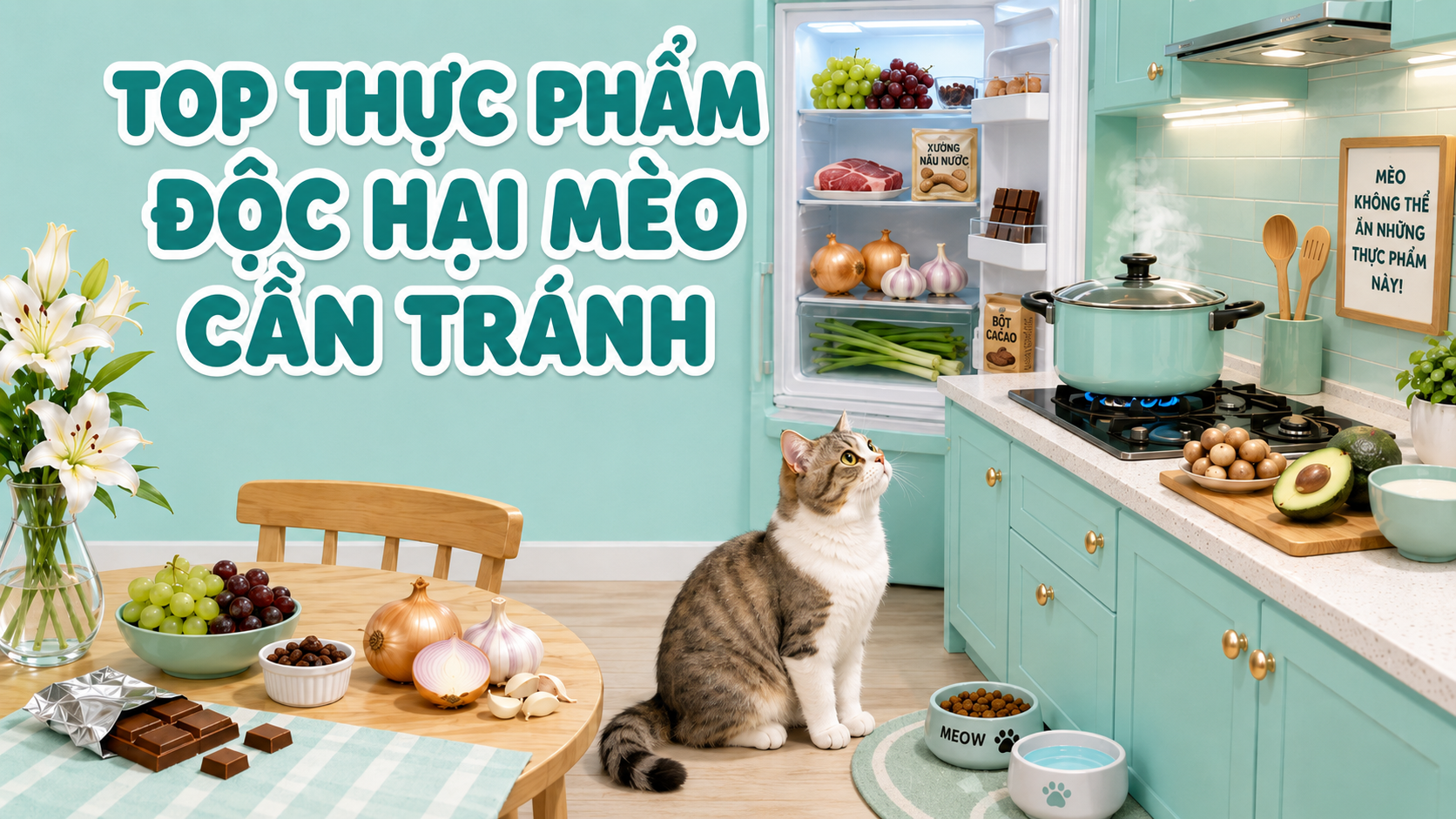 DANH SÁCH THỰC PHẨM ĐỘC HẠI MÈO CẦN TRÁNH
