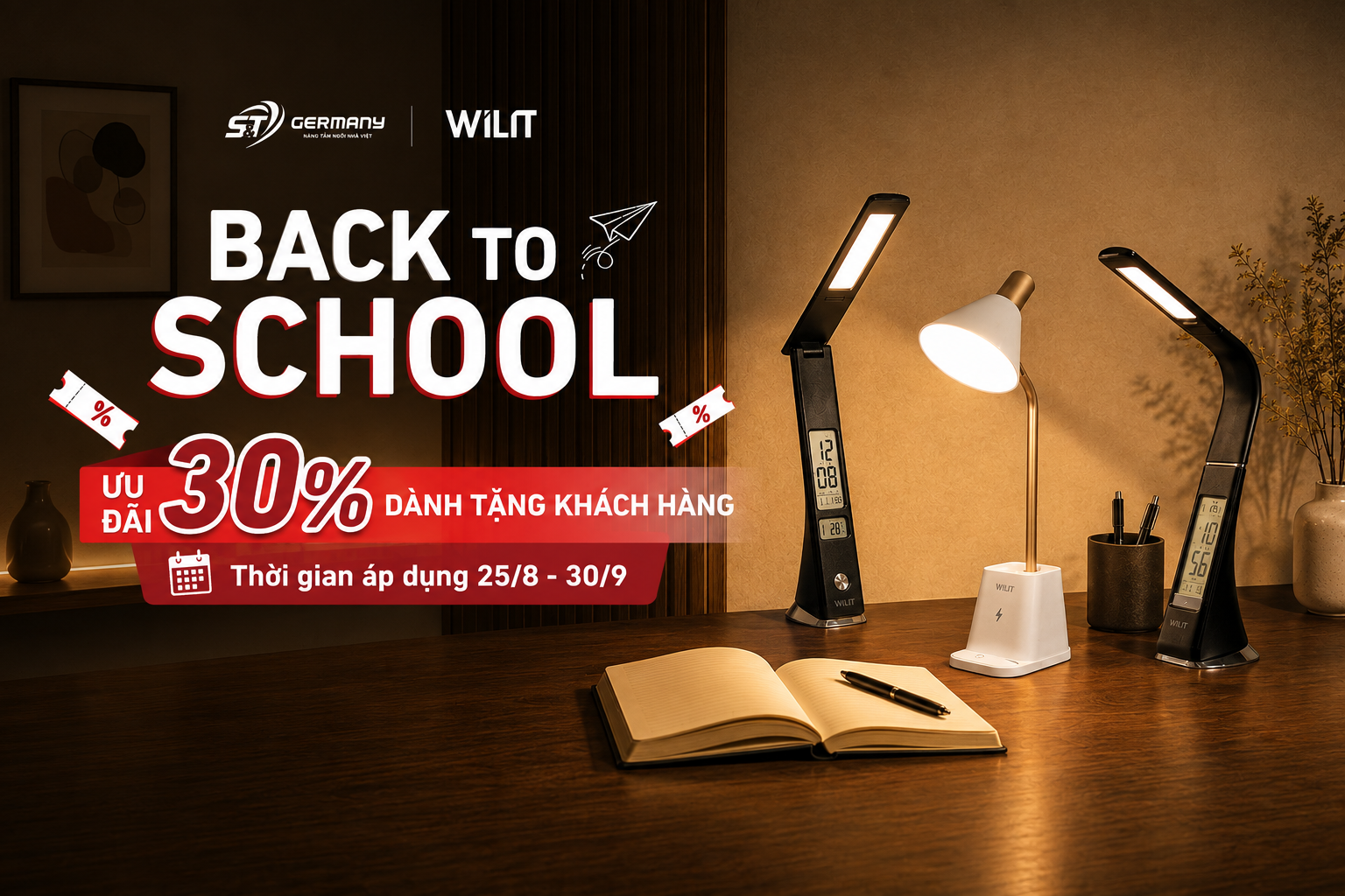 BACK TO SCHOOL: GIẢM 30% ĐÈN WILIT CHO GÓC HỌC TẬP & LÀM VIỆC