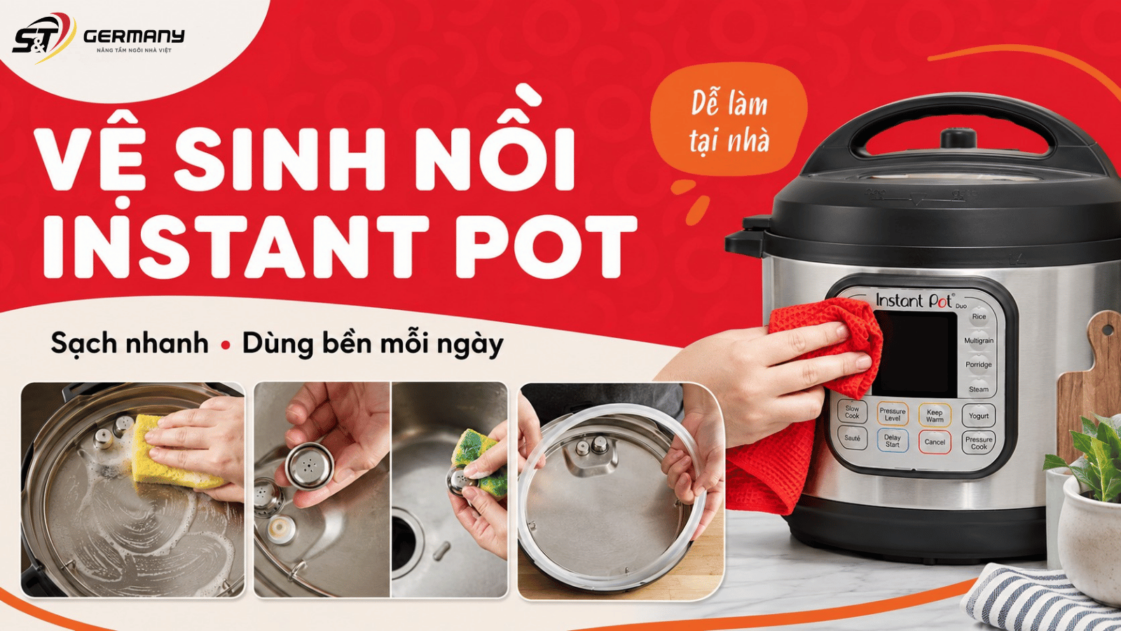 Bộ phận nồi Instant Pot nào được rửa nước, bộ phận nào chỉ lau
