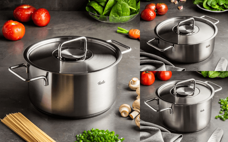 Bộ nồi Fissler Pure Collection 4 nồi vung thép kèm quánh
