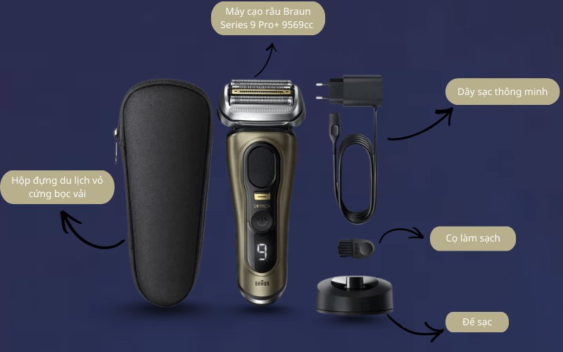 Máy cạo râu BRAUN Series 9 Pro+ 9519s made in Germany màu vàng đồng bản giới hạn
