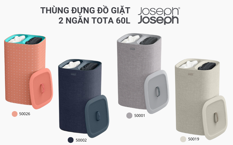 Thùng đựng đồ giặt 2 ngăn Joseph Joseph Tota 60L nhiều màu