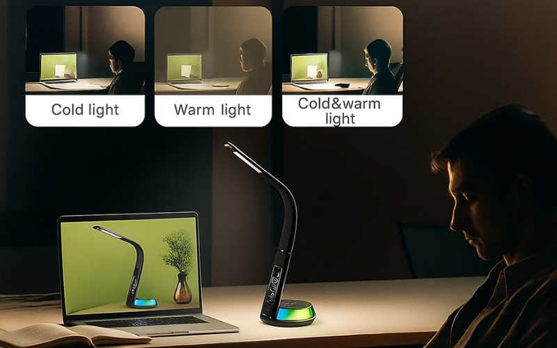 Đèn học cảm ứng tích hợp sạc không dây WILIT B22D màu đen