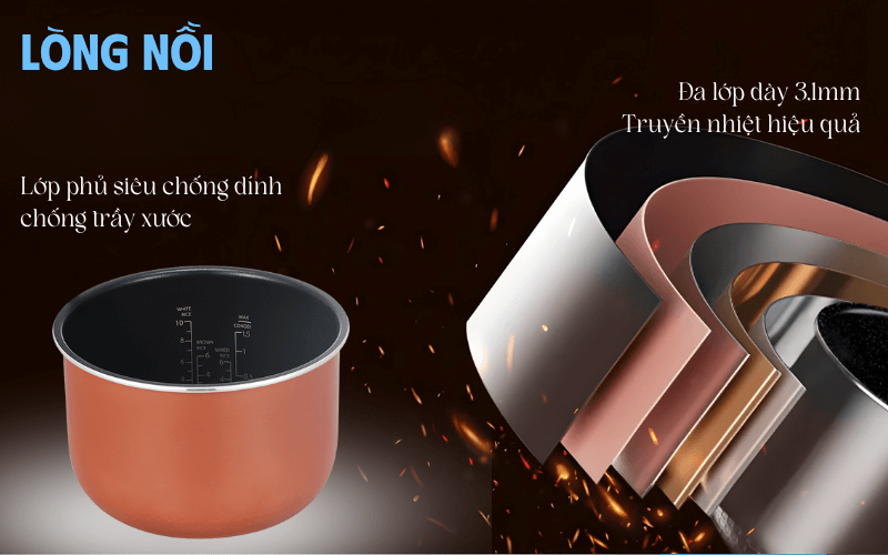 Lòng nồi cơm điện MIDEA MRD180T2BDGF dung tích 1,8L