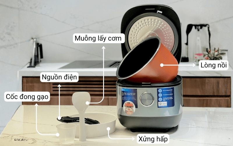 Phụ kiện bộ nồi cơm điện MIDEA MRD180T2BDGF dung tích 1,8L