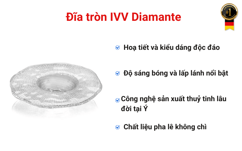 Đĩa tròn IVV Diamante, nhiều kích cỡ