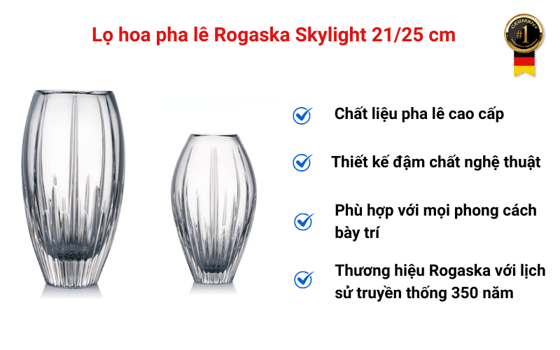 Lọ hoa pha lê Rogaska Skylight 21/25 cm