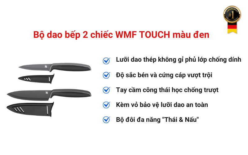 Bộ dao bếp 2 chiếc WMF TOUCH màu đen