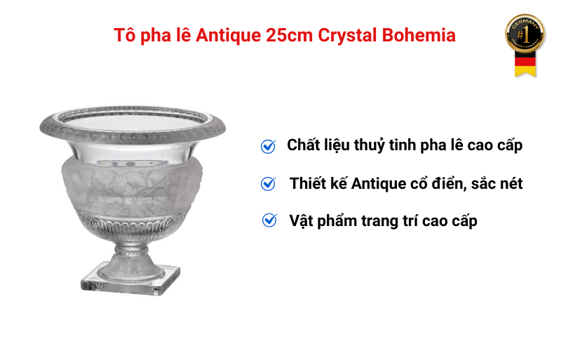 Tô pha lê Antique 25cm Crystal Bohemia