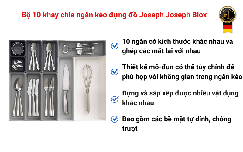 Bộ 10 khay chia ngăn kéo đựng đồ Joseph Joseph Blox