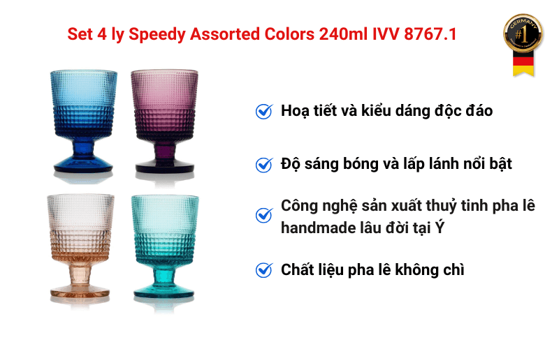 Set 4 ly Speedy Assorted Colors 240ml IVV 8767.1