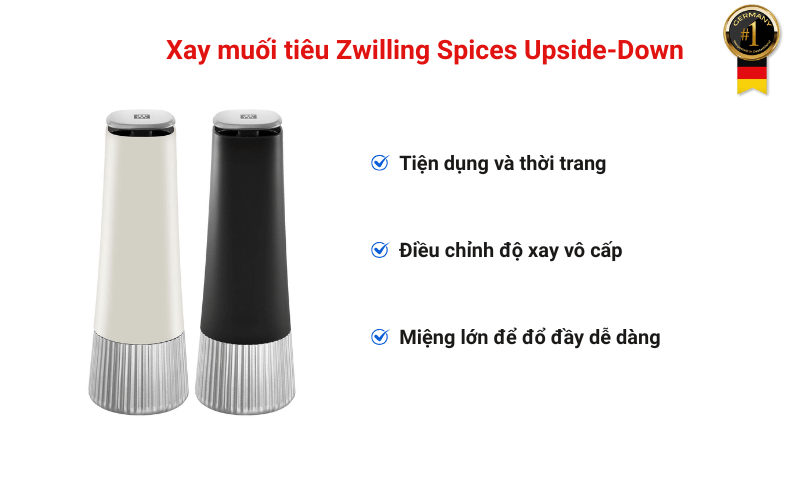 Xay muối tiêu Zwilling Spices Upside-Down, nhiều màu