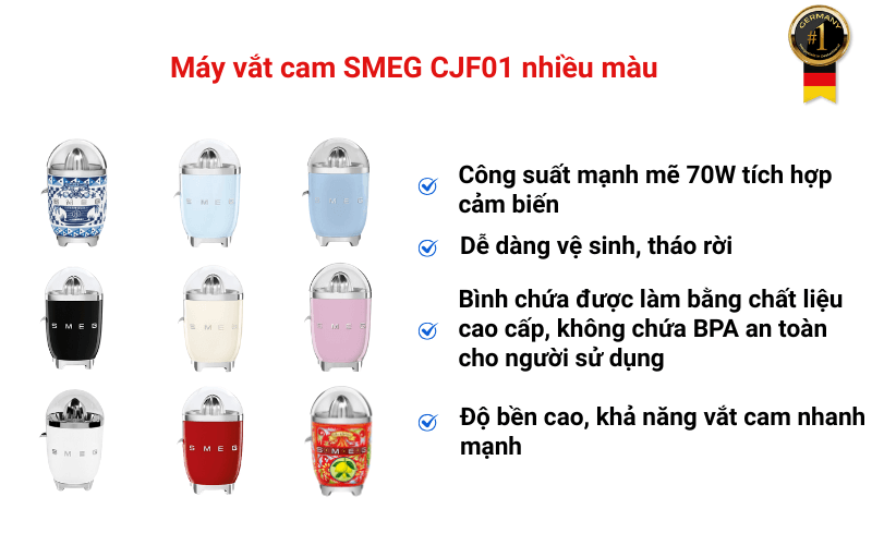 Máy vắt cam SMEG CJF01 nhiều màu
