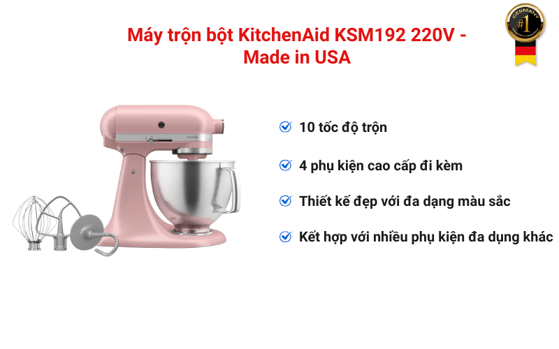 Máy trộn bột KitchenAid KSM192 220V - Made in USA
