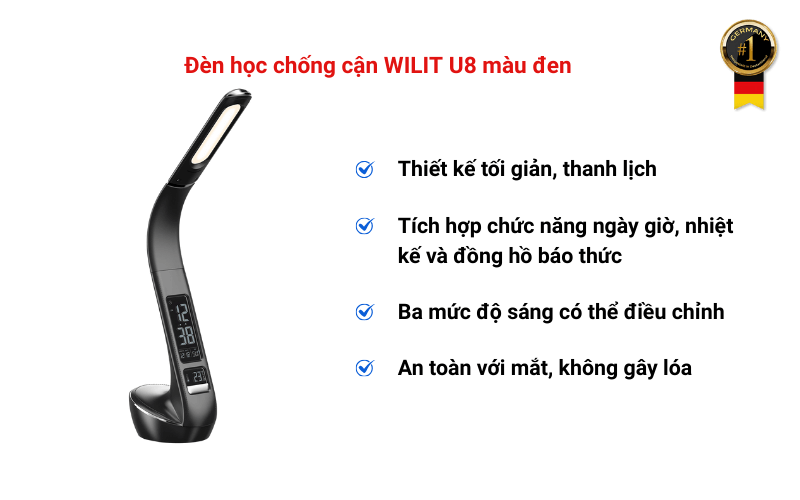 Đèn học chống cận WILIT U8 màu đen