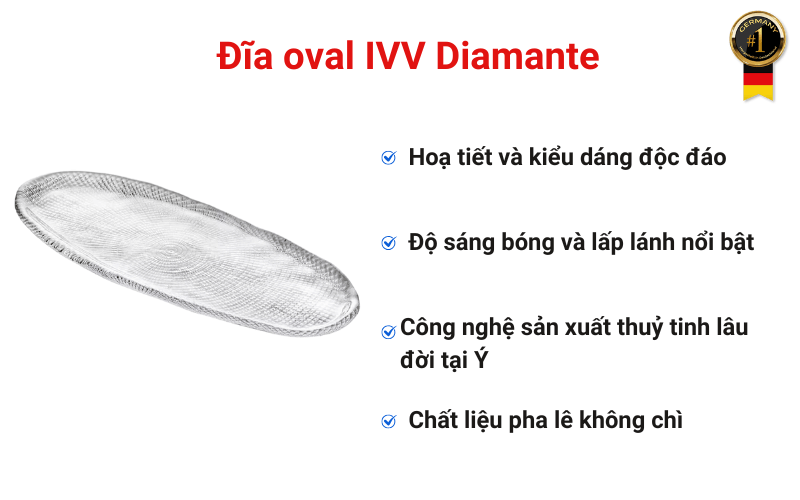 Đĩa oval IVV Diamante, nhiều kích cỡ