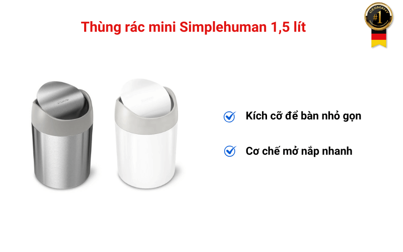 Thùng rác mini Simplehuman 1,5 lit