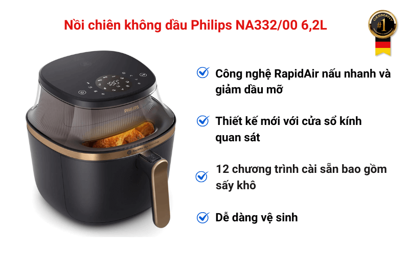 Nồi chiên không dầu Philips NA332/00 6,2L