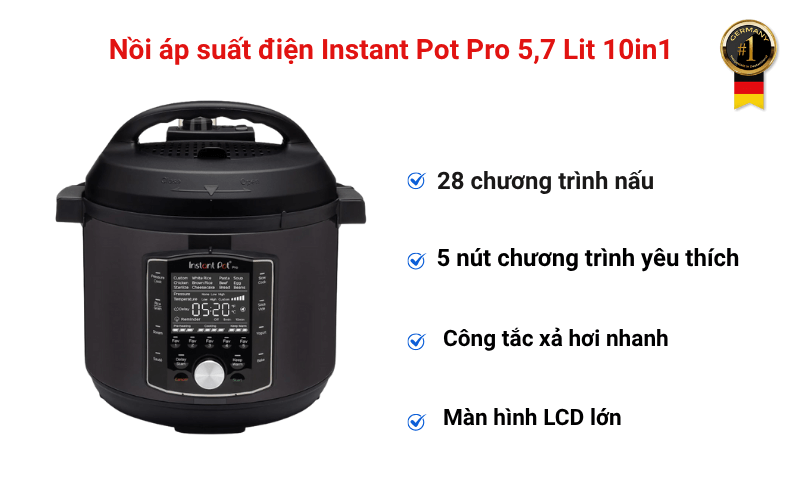 Nồi áp suất điện Instant Pot Pro 5,7 Lit 10in1