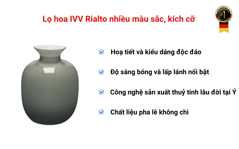 Lọ hoa IVV Rialto nhiều màu sắc và kích cỡ