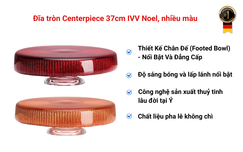 Chân bồng Scallopped 26 cm IVV Noel, nhiều màu