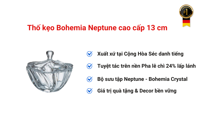 Thố kẹo Bohemia Neptune cao cấp 13 cm