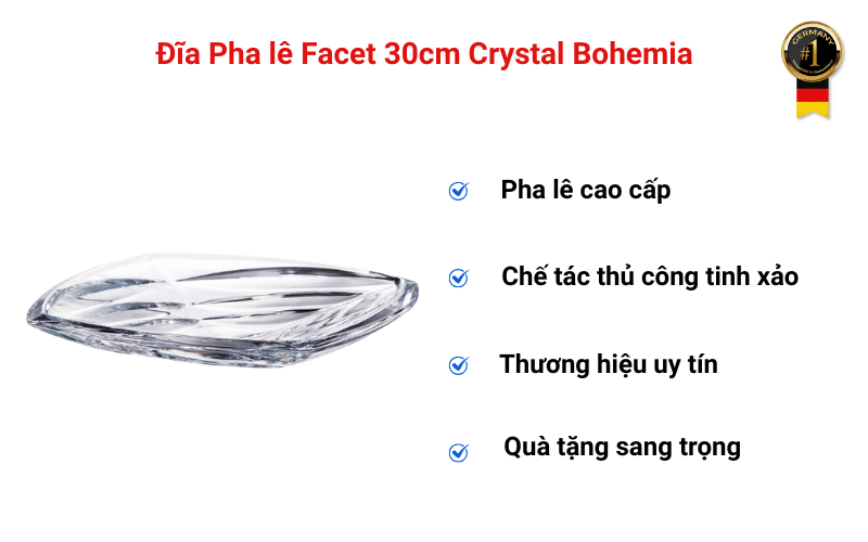 Đĩa Pha lê Facet 30cm Crystal Bohemia