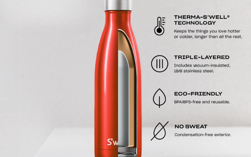 Bình giữ nhiệt S'well bằng thép không gỉ, dòng cổ điển công nghệ 3 lớp hiện đại