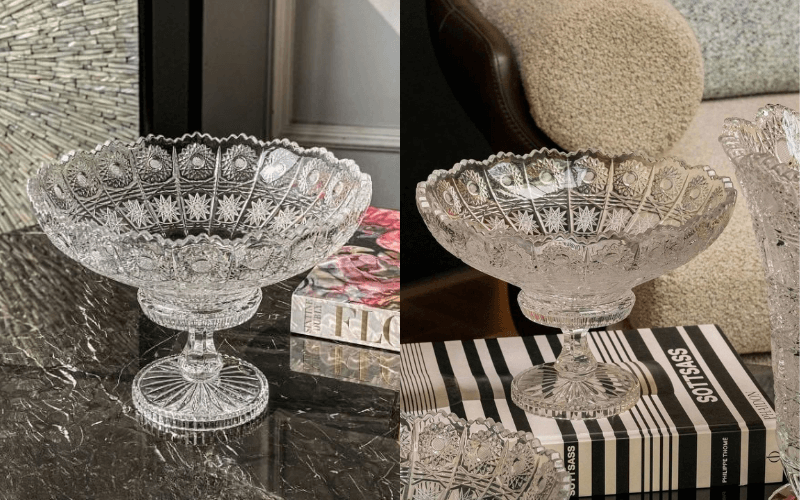Mâm bồng pha lê Crystal Bohemia chân đế 67009 M57 25cm