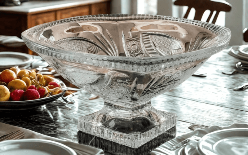 Mâm bồng chân đế vuông M56 34cm Crystal Bohemia