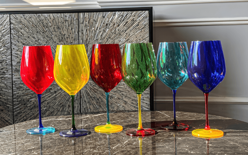 Set 6 ly vang Uria màu 600ml Crystal Bohemia