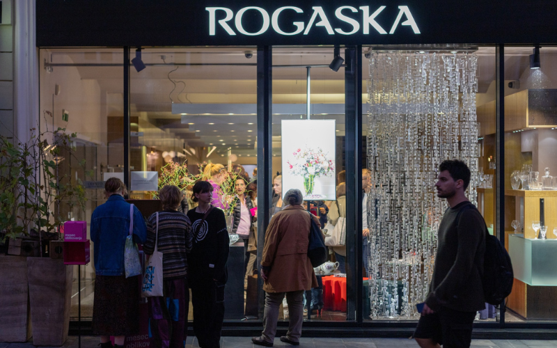 Chân bồng có nắp Rogaska Diamond trắng 35cm