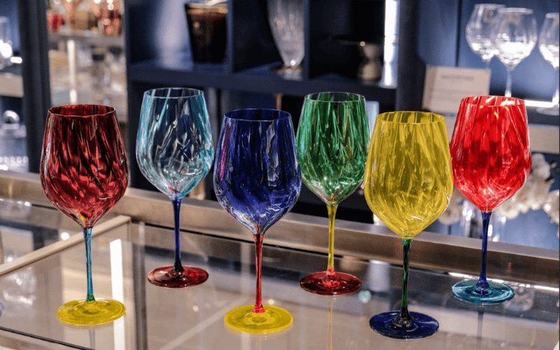 Set 6 ly vang Uria màu 600ml Crystal Bohemia