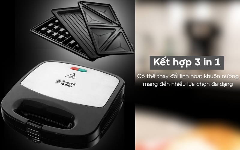Máy nướng bánh mì sandwich 3in1 Russell Hobbs Fiesta 750W