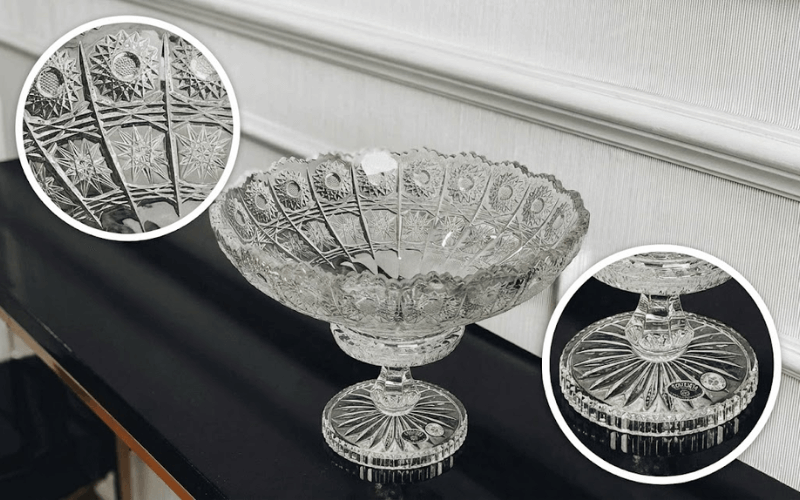Mâm bồng pha lê Crystal Bohemia chân đế 67009 M57 25cm