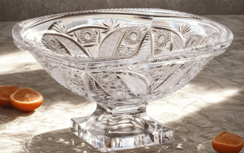 Mâm bồng chân đế vuông M56 34cm Crystal Bohemia