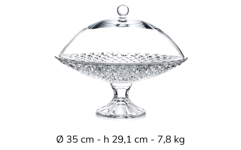 Chân bồng có nắp Rogaska Diamond trắng 35cm
