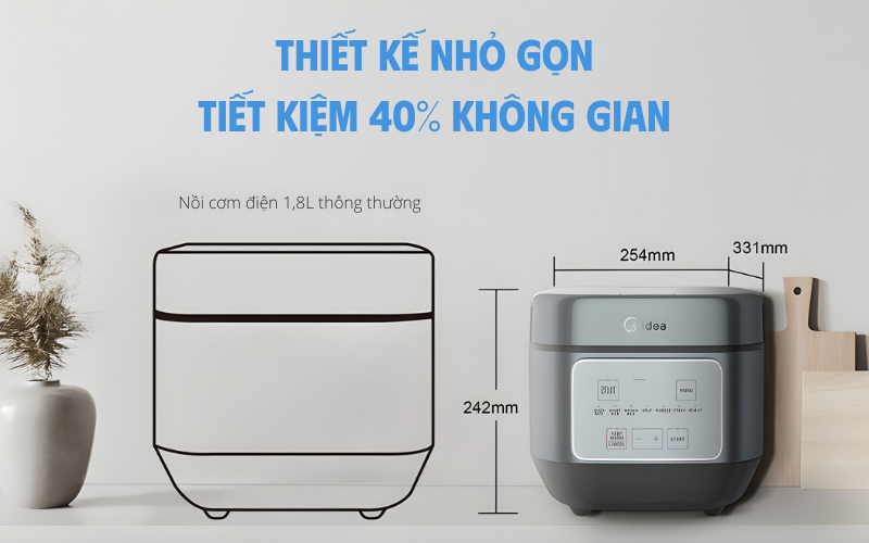 Nồi cơm điện MIDEA MRD180T2BDG dung tích 1,8L