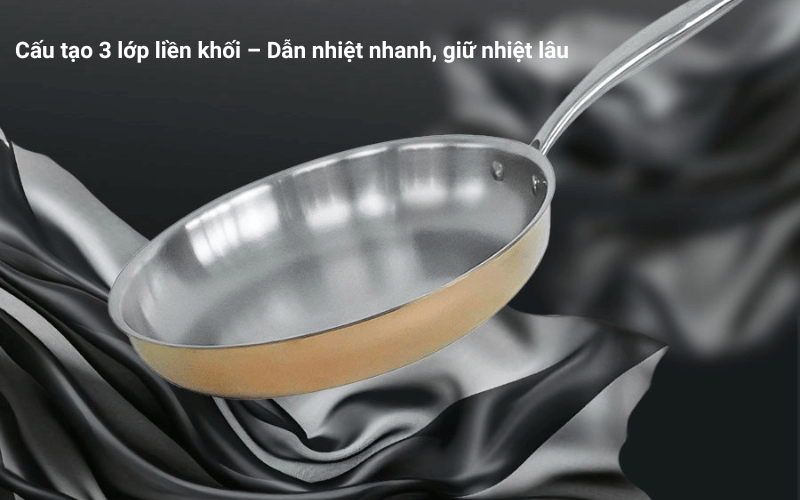 Chảo inox vàng đồng Ciwete 20/24/28 cm