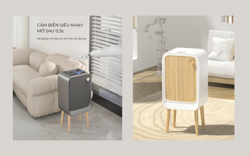 Thùng rác cảm biến ELPHECO mở hai cánh có chân 20L, nhiều màu