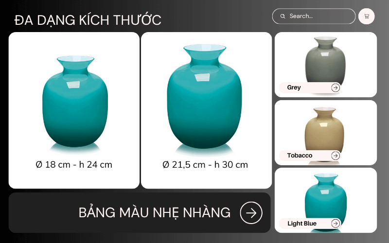 Lọ hoa IVV Rialto nhiều kích cỡ, màu sắc