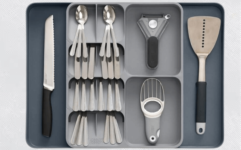 Bộ khay chia ngăn kéo, để dao thìa dĩa Joseph Joseph 85166 DrawerStore Grey