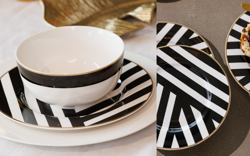 Đồ dùng bàn ăn Mikasa Luxe Deco nhiều món, chất liệu sứ xương