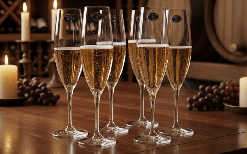 Set 6 ly champagne Gavia 210ml Crystal Bohemia