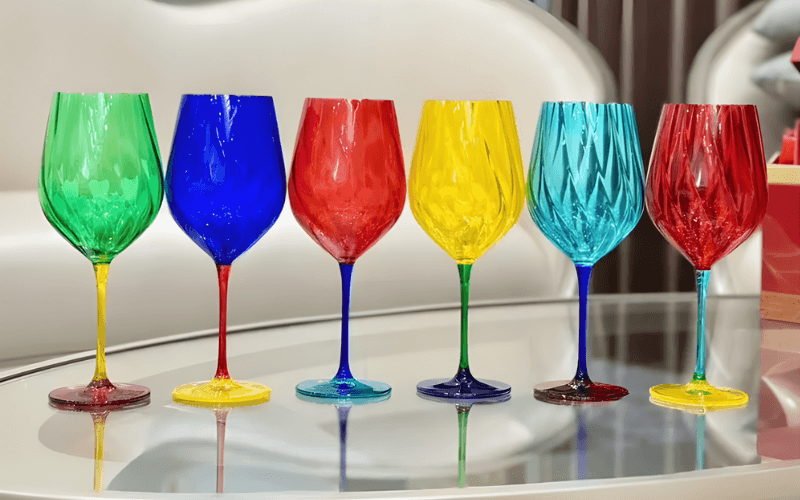 Set 6 ly vang Uria màu 600ml Crystal Bohemia