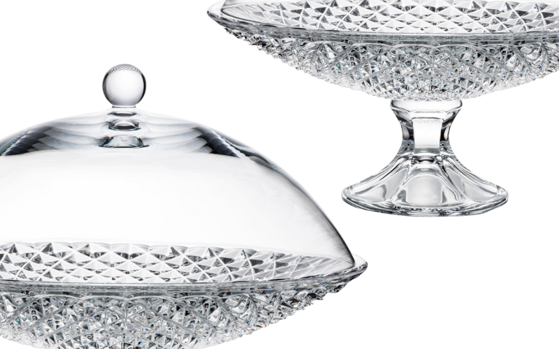 Chân bồng có nắp Rogaska Diamond trắng 35cm