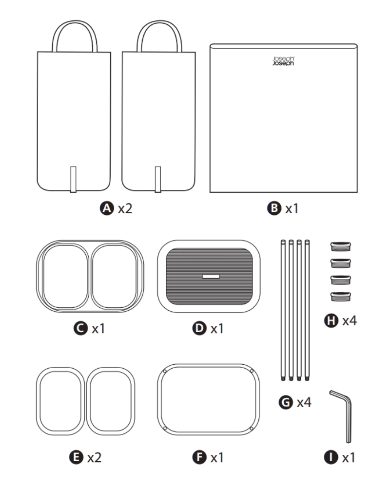 Các bộ phận của thùng đựng đồ giặt 2 ngăn Joseph Joseph Tota
